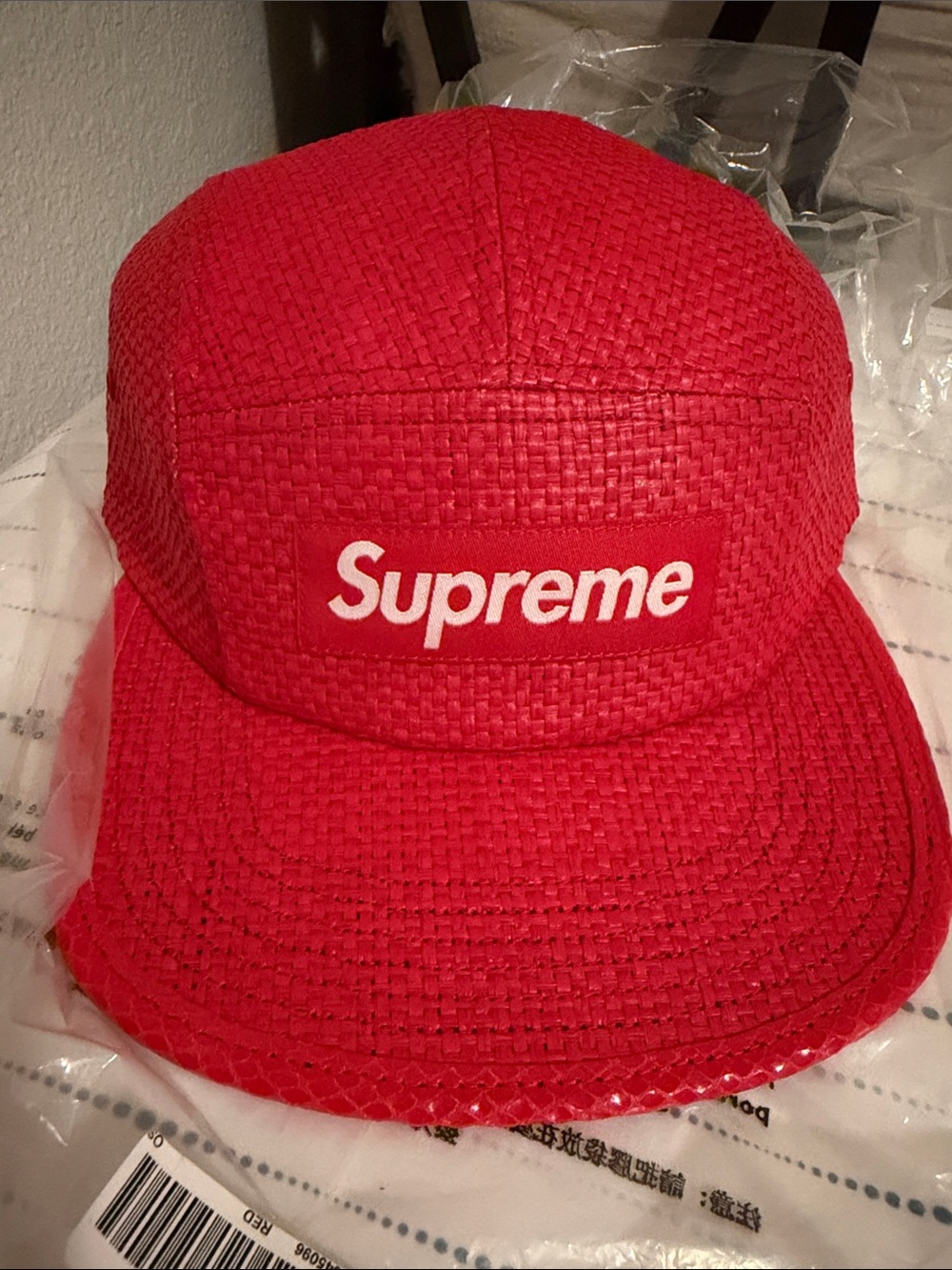 Supreme Hat Raffia Red
